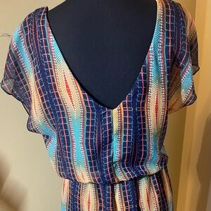 City Triangles Womens Dress Mini Aztec Print Cinch Waist Southwest Sleeveless M